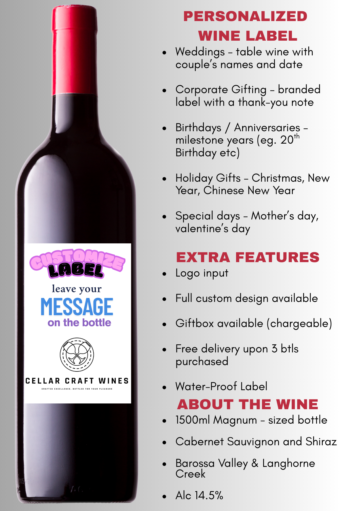 Personalized Wine - Magnum - Cellar Craft Wines Pte Ltd